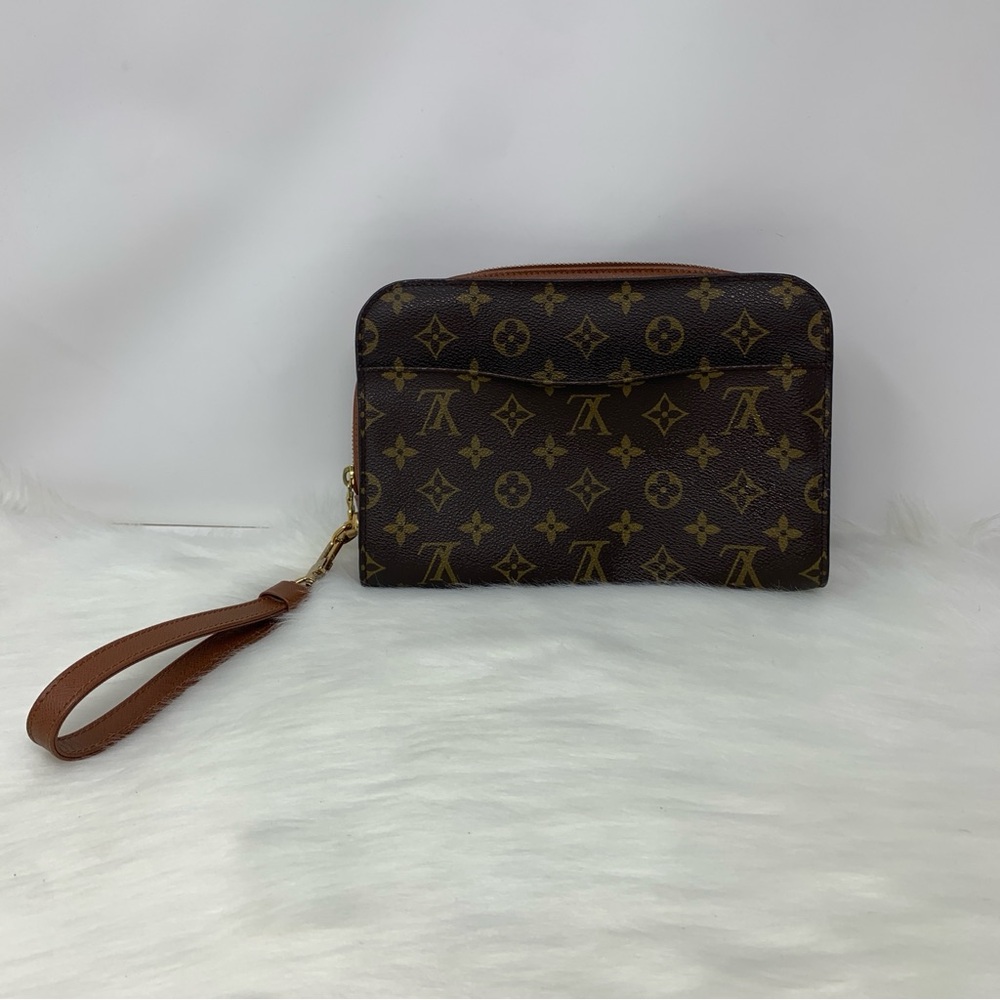 402 Pre Owned Authentic Louis Vuitton Monogram Canvas Orsay Clutch Bag AR0958